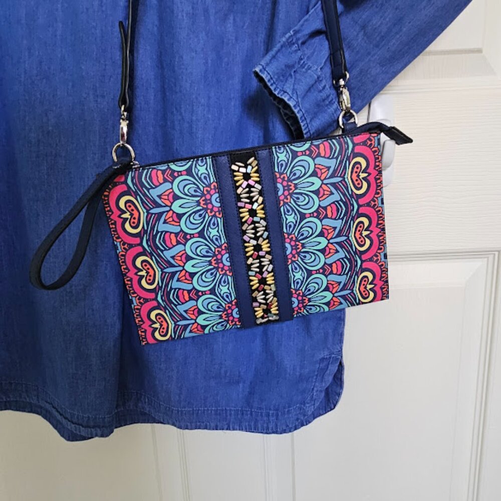 Nanette Lepore Tabetha Multicolor Beaded Crossbody Bag Clutch– New With Tags